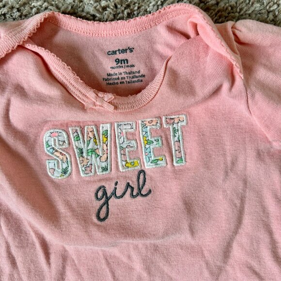 Carter’s Baby Girl Pink Bodysuit Bundle – Set Of 3 I Size 9M - Picture 4 of 10